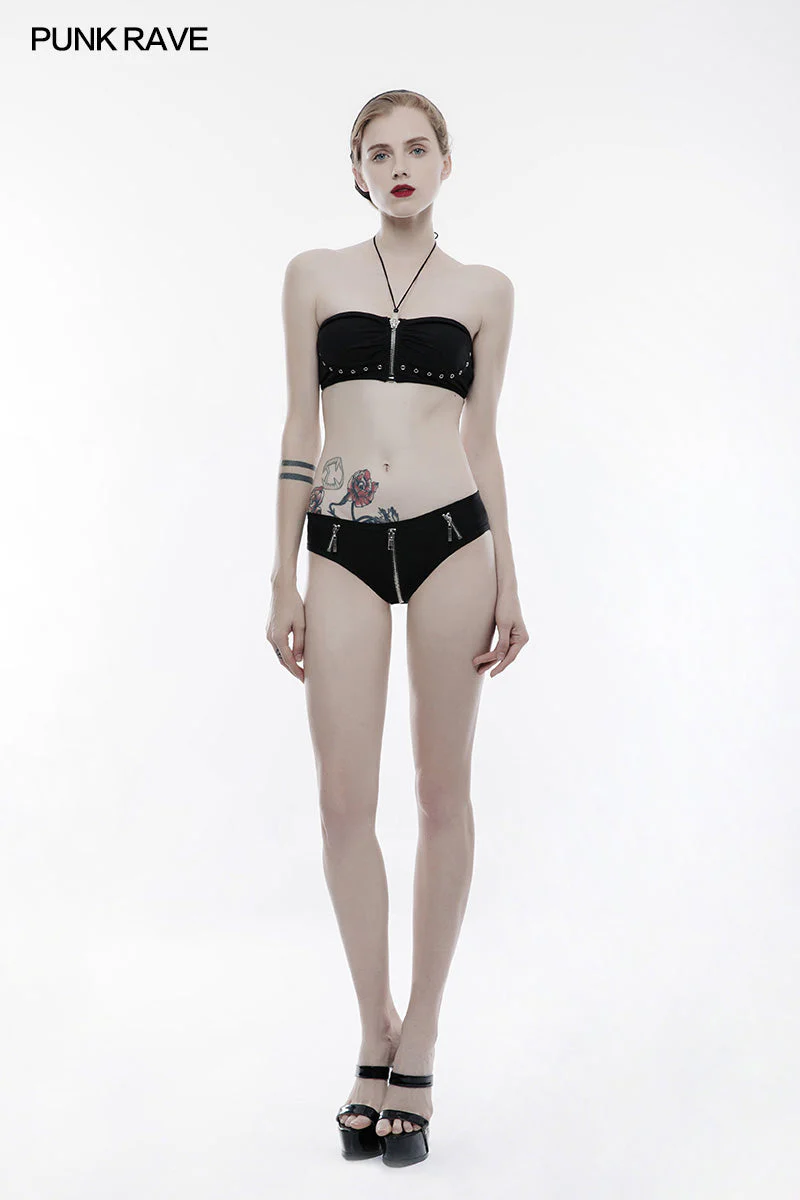 WS-250 Personality Swimwear Punk Accessories Stretch Swimsuit Top With Detachable Straps - Image 6