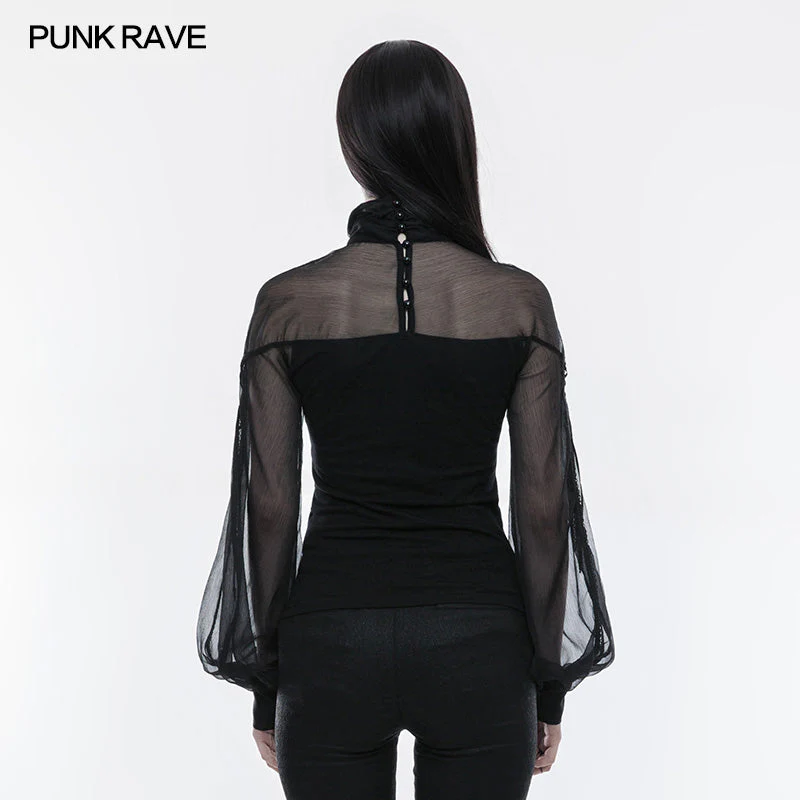WT-492 Perspective Lantern Sleeve Gothic T-shirt For Women - Image 3