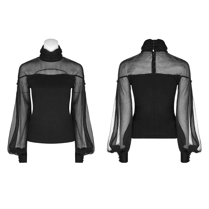 WT-492 Perspective Lantern Sleeve Gothic T-shirt For Women - Image 4