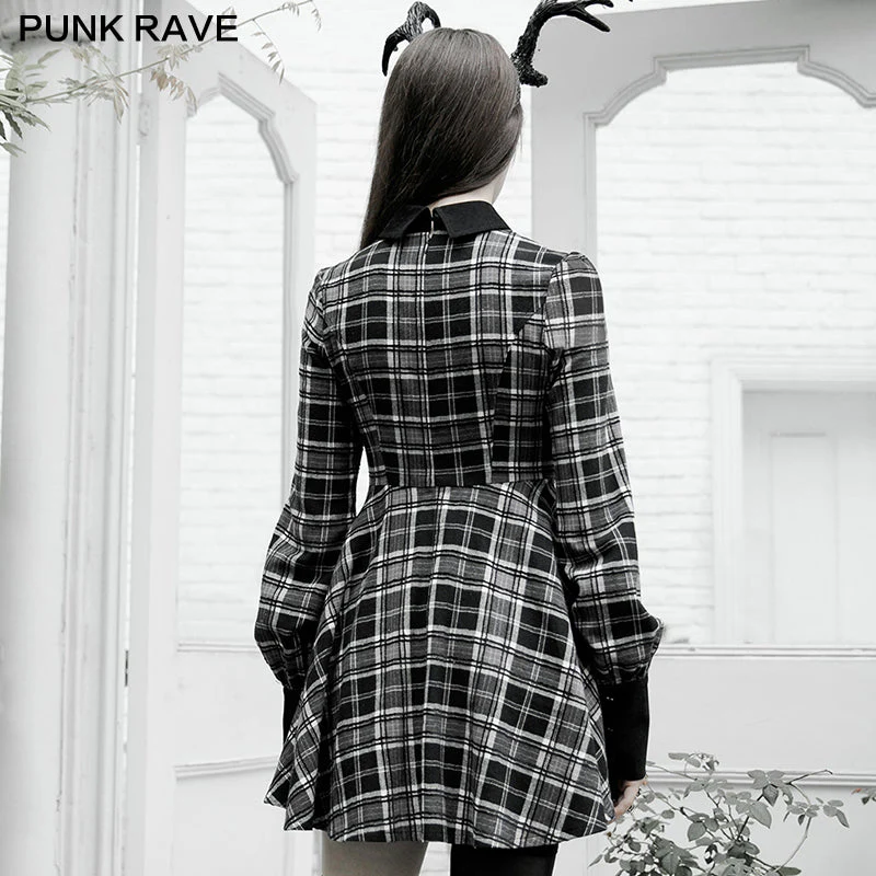 OPQ-875LQF Plaid court collect waist dress - Image 3