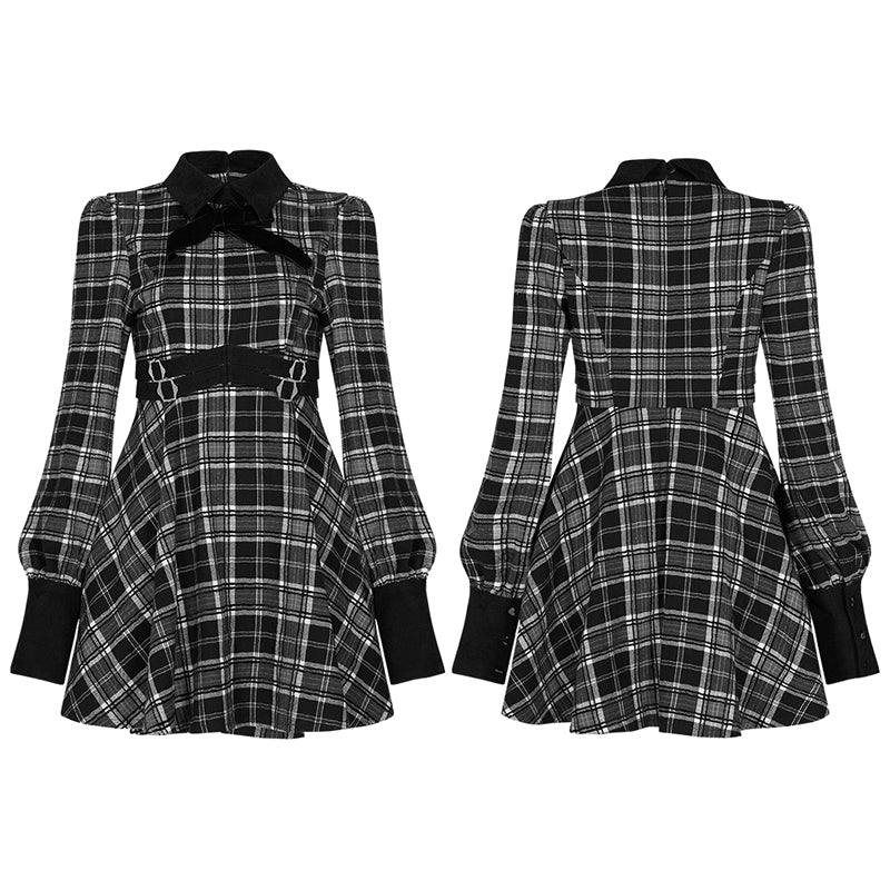 OPQ-875LQF Plaid court collect waist dress - Image 4