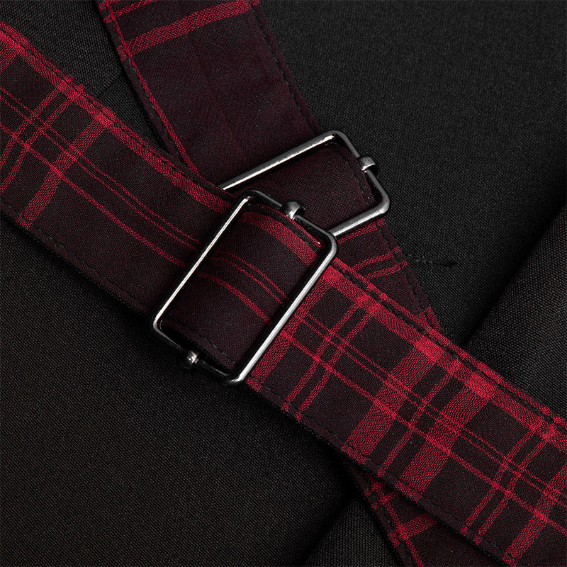OPQ-642BQF Plaid spliced suspender skirt - Image 5