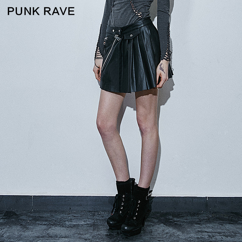 Q-266 Pleated Style Leopard Grain Sexy Mini Punk Skirt - Image 3