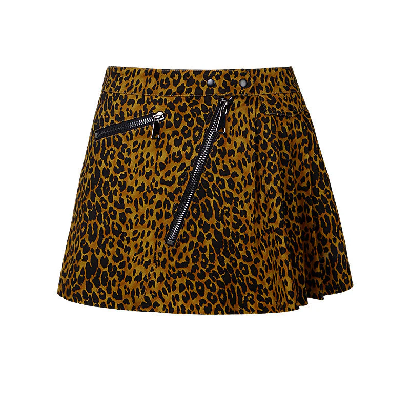 Q-266 Pleated Style Leopard Grain Sexy Mini Punk Skirt - Image 7