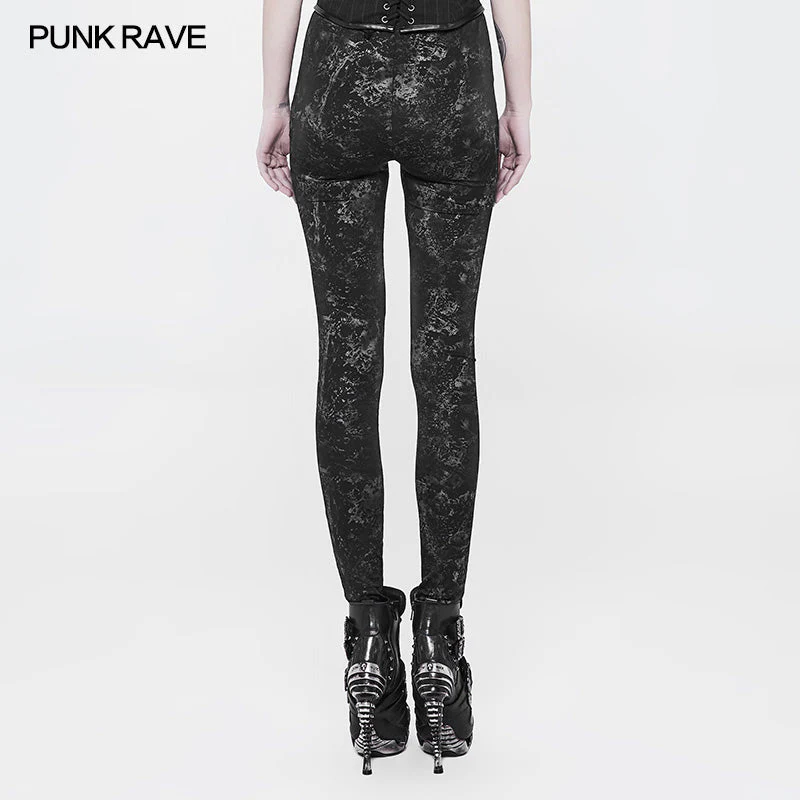 WK-326 Plus Size Punk Pants Elastic Slim Fit Printing Leggings For Women - Image 3
