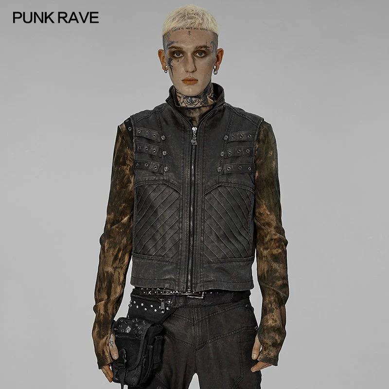 WY-1439DQM Post-apocalyptic style distressed vest - Image 6