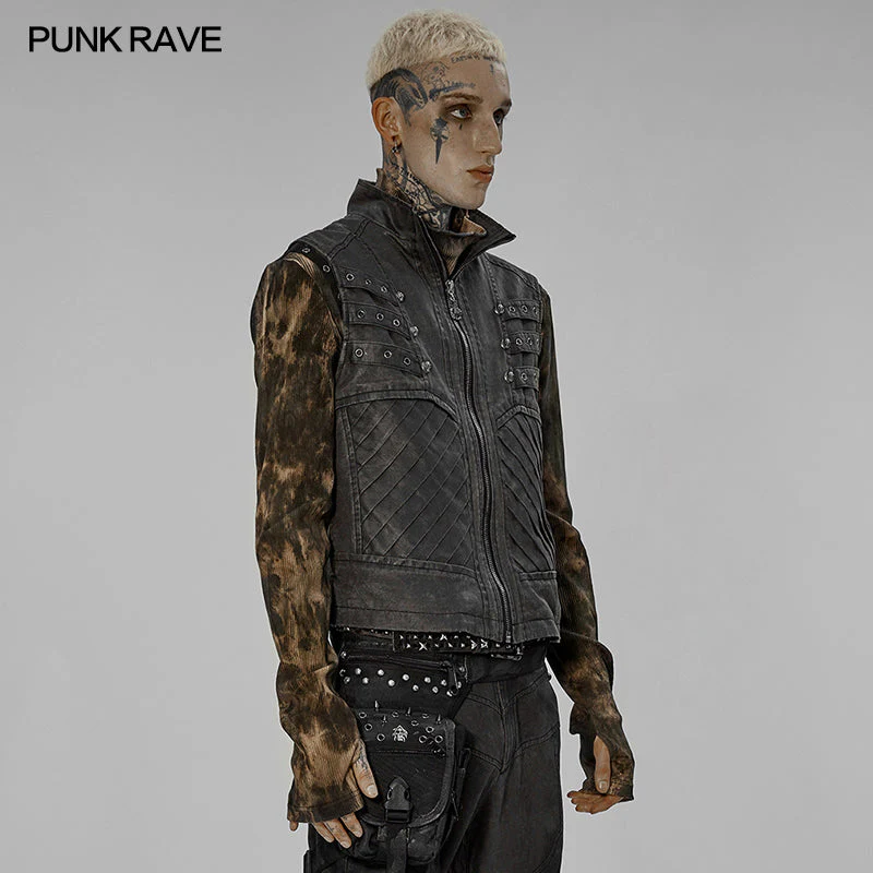 WY-1439DQM Post-apocalyptic style distressed vest - Image 7