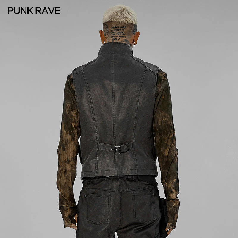 WY-1439DQM Post-apocalyptic style distressed vest - Image 8