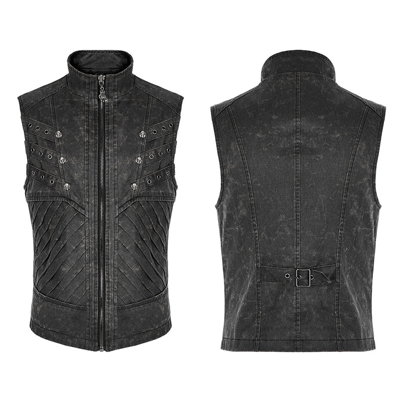 WY-1439DQM Post-apocalyptic style distressed vest - Image 9