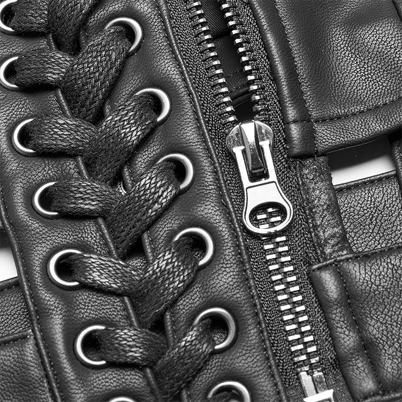 WS-305 Punk Accessories Leather PU Vest - Image 5