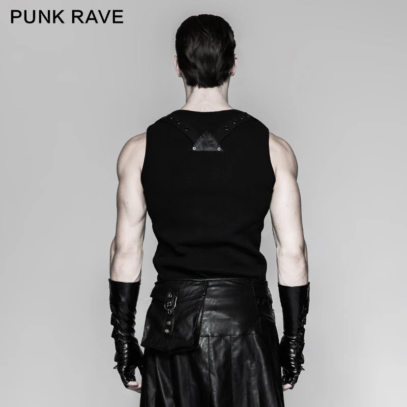 S-214 Punk Accessories Length Delicate Mesh Leather Mens Gloves - Image 3