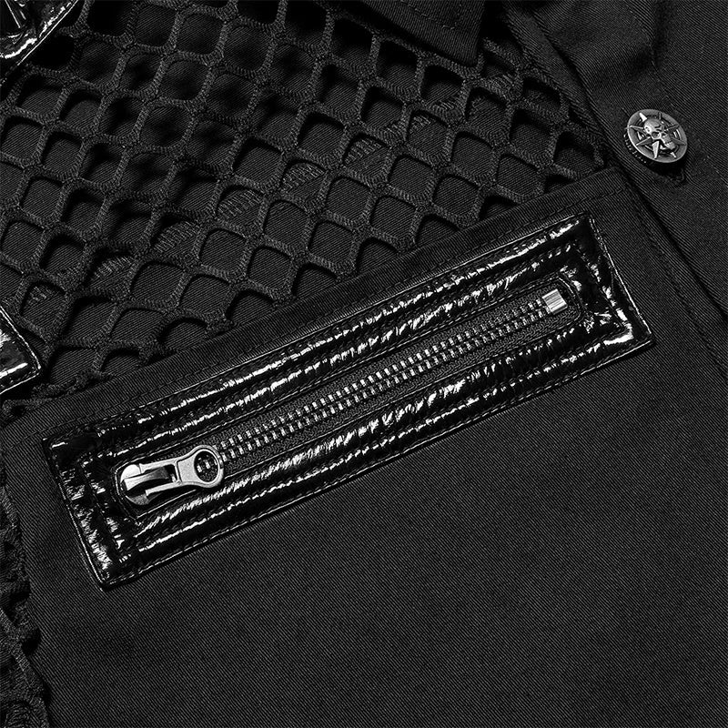 WY-1376CDM Punk asymmetric stitching shirt - Image 5