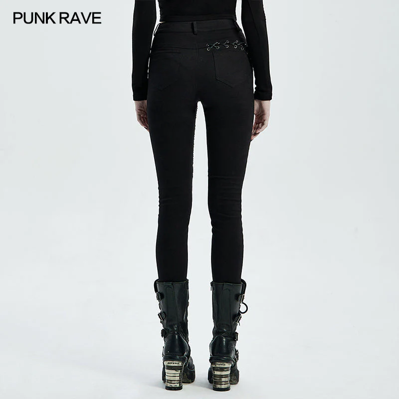 WK-462DQF Punk blood dark denim women trousers - Image 3