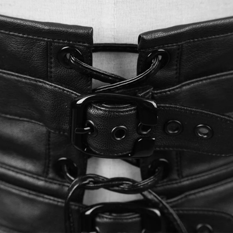 PS-010 Punk Center Front Drawstring Belt Leather Waistband For Women - Image 5