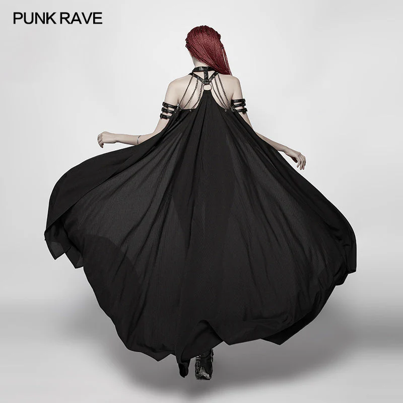 WY-968 Punk Cross Long Cape With Chain - Image 3
