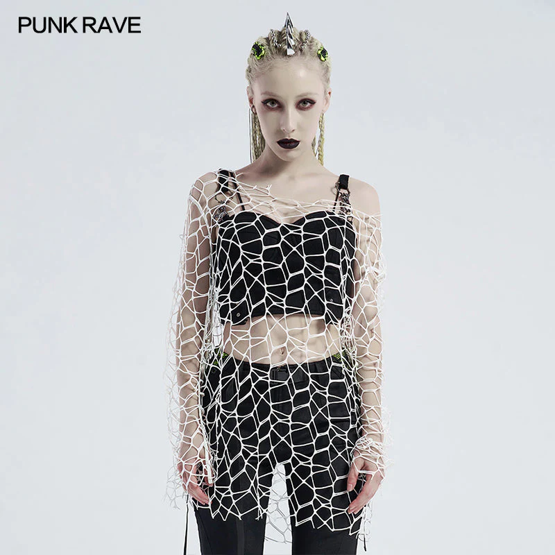 WT-654TCF Punk daily big mesh T-shirt - Image 2