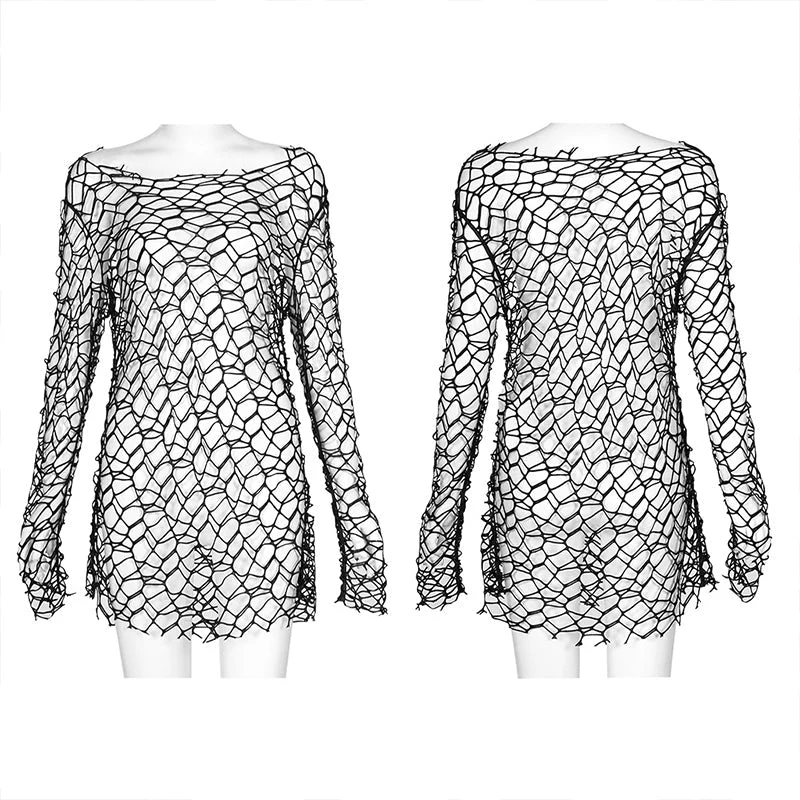 WT-654TCF Punk daily big mesh T-shirt - Image 5