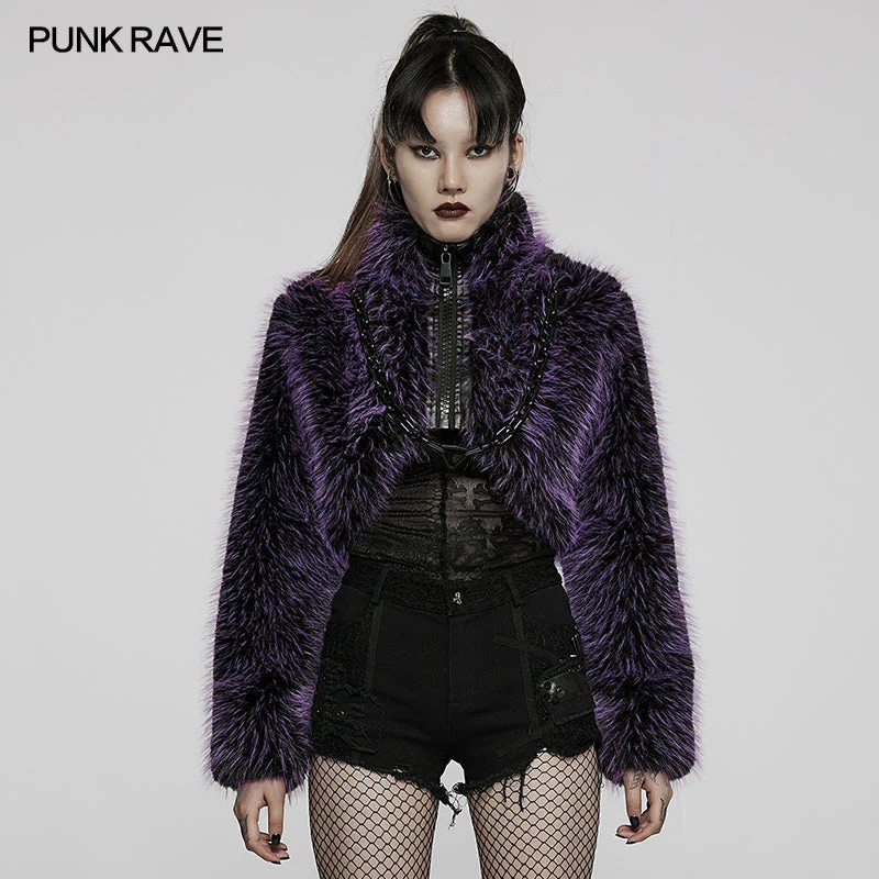 WY-1397ZDF Punk daily faux wool coat - Image 6