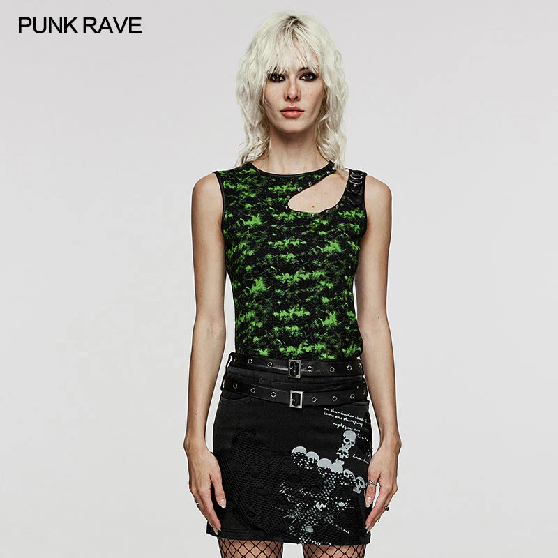 WT-650DQF Punk Daily hollow shoulder Vest - Image 6
