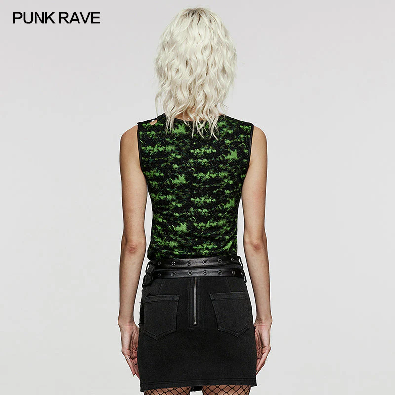WT-650DQF Punk Daily hollow shoulder Vest - Image 8