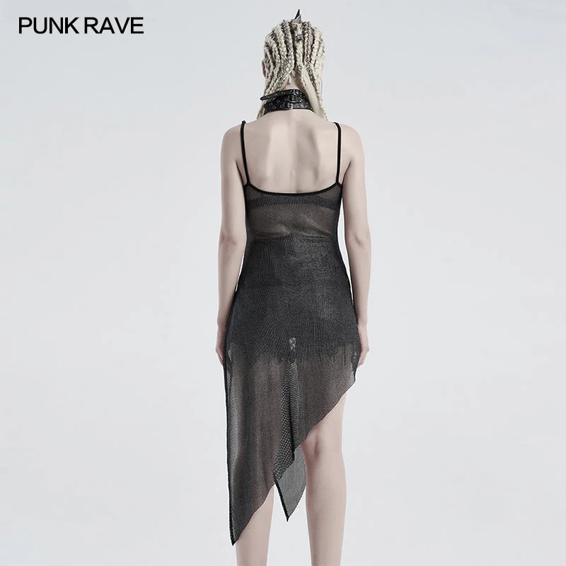 WQ-495LQF Punk daily perspective silver mesh camisole - Image 4