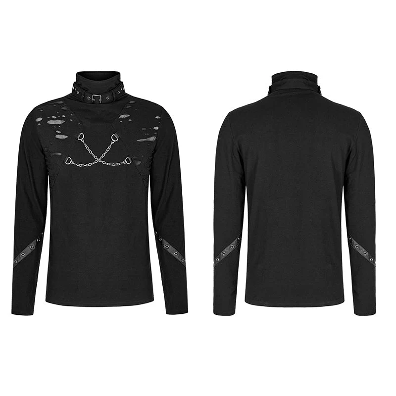WT-772TCM Punk daily stand collar T-shirt - Image 4