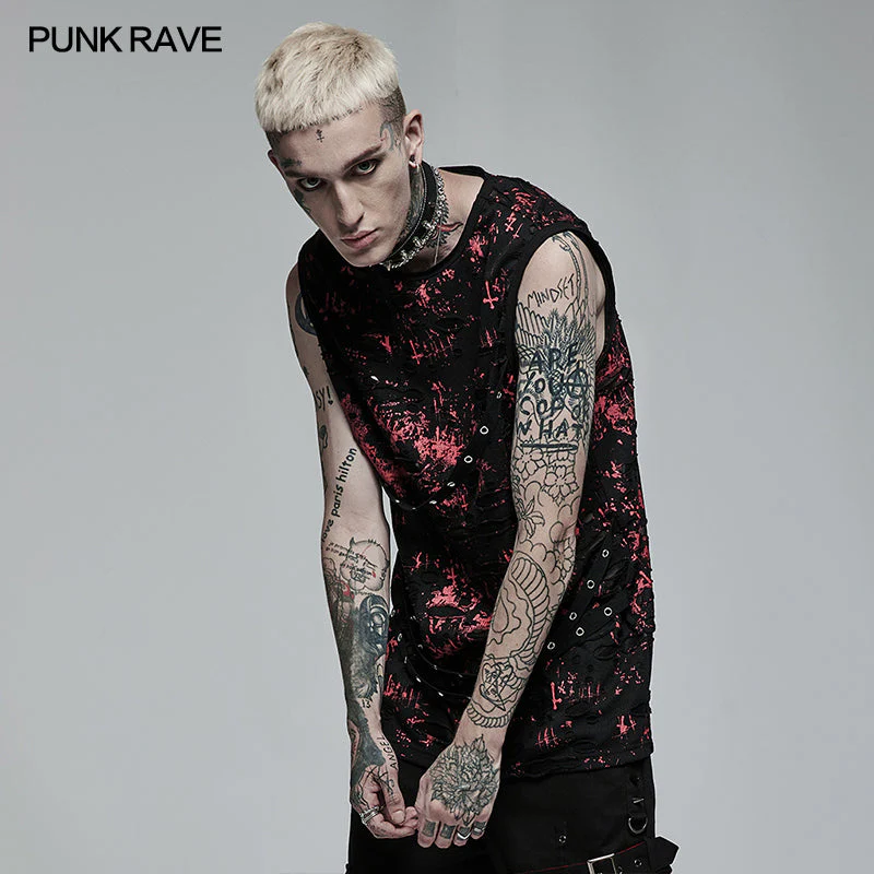 WT-716BXM Punk Daily Wear Printing Sleeveless T-shirt - Image 2