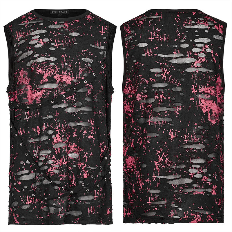 WT-716BXM Punk Daily Wear Printing Sleeveless T-shirt - Image 4