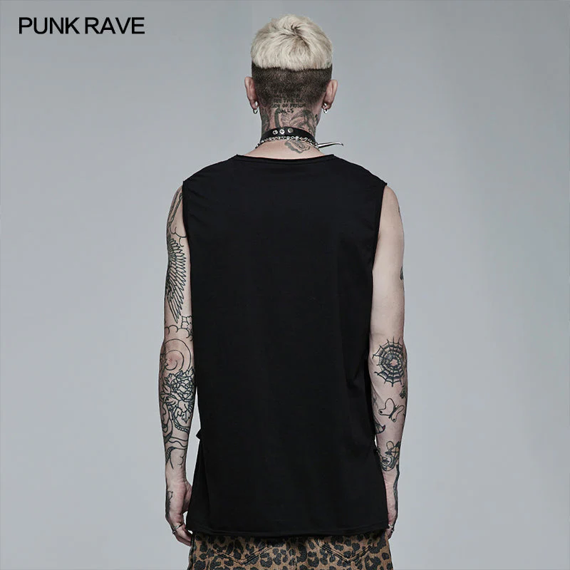 WT-715BXM Punk Daily Wear Printing Sleeveless T-shirt - Image 3
