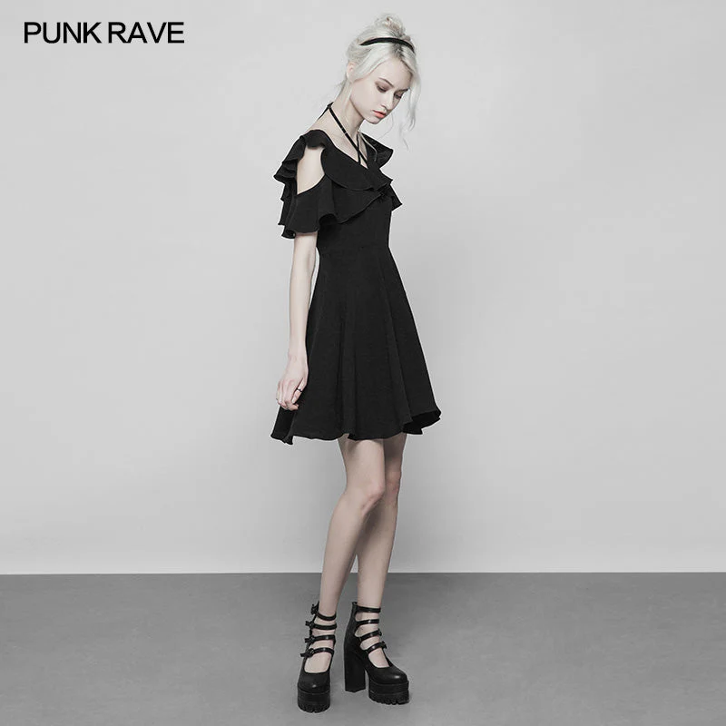 OPQ-373 Punk Double Lotus Leaf Edge Bandage Dress - Image 2