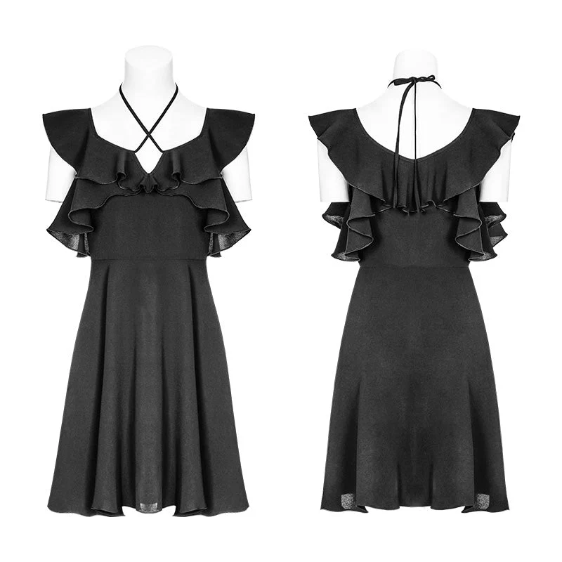 OPQ-373 Punk Double Lotus Leaf Edge Bandage Dress - Image 4