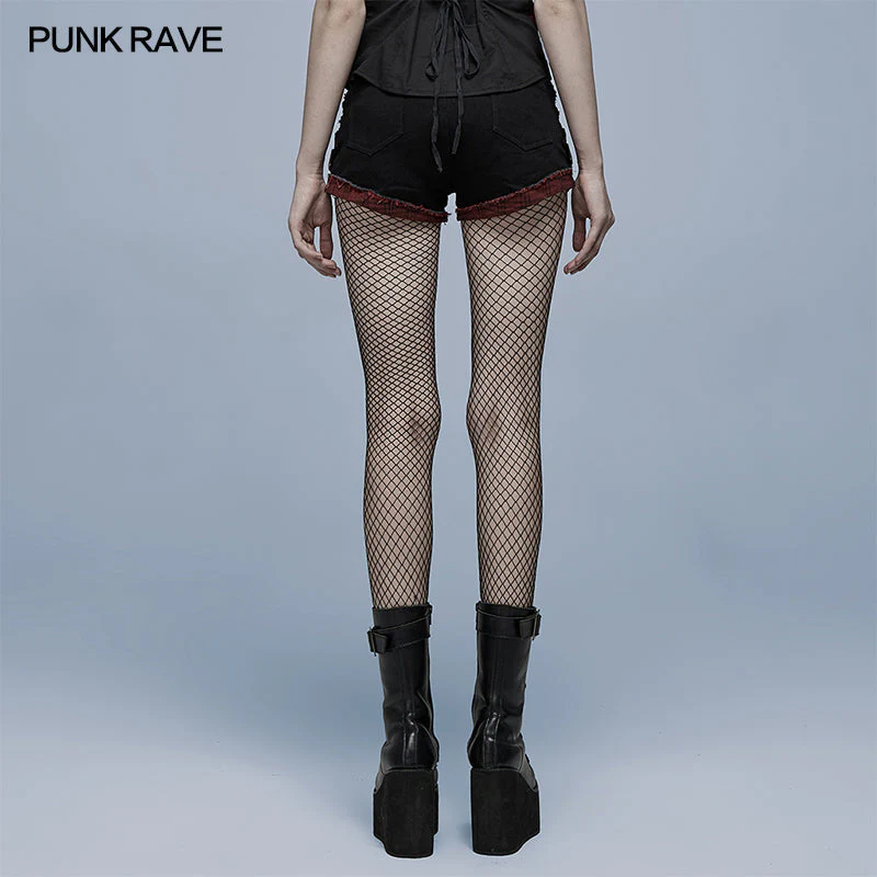 WK-482XDF Punk elastic red and black shorts - Image 3