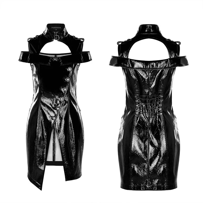 WQ-449LQF Punk flaming patent leather dress - Image 4