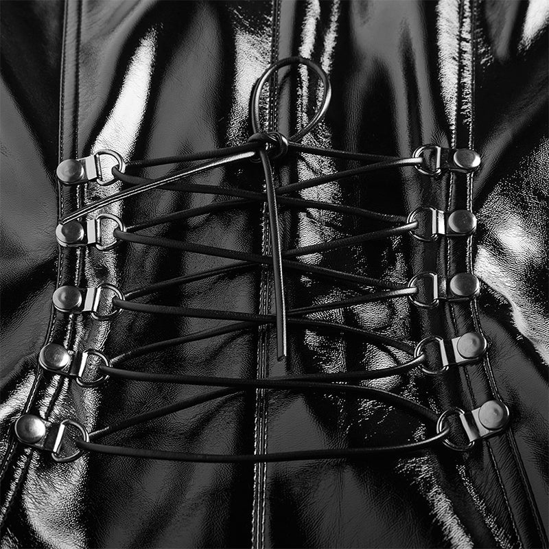 WQ-449LQF Punk flaming patent leather dress - Image 5