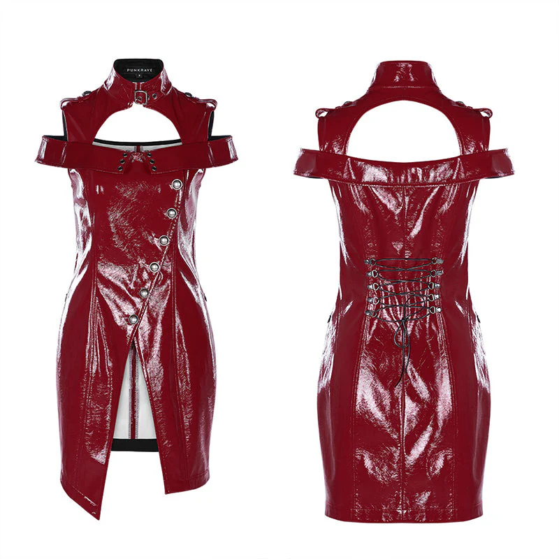 WQ-449LQF Punk flaming patent leather dress - Image 7
