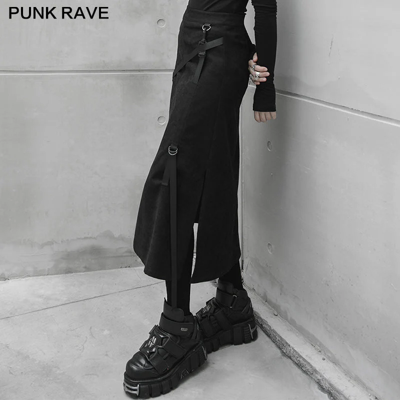 OPQ-883BQF punk front centre open fork two wearing medium skirts - Image 2