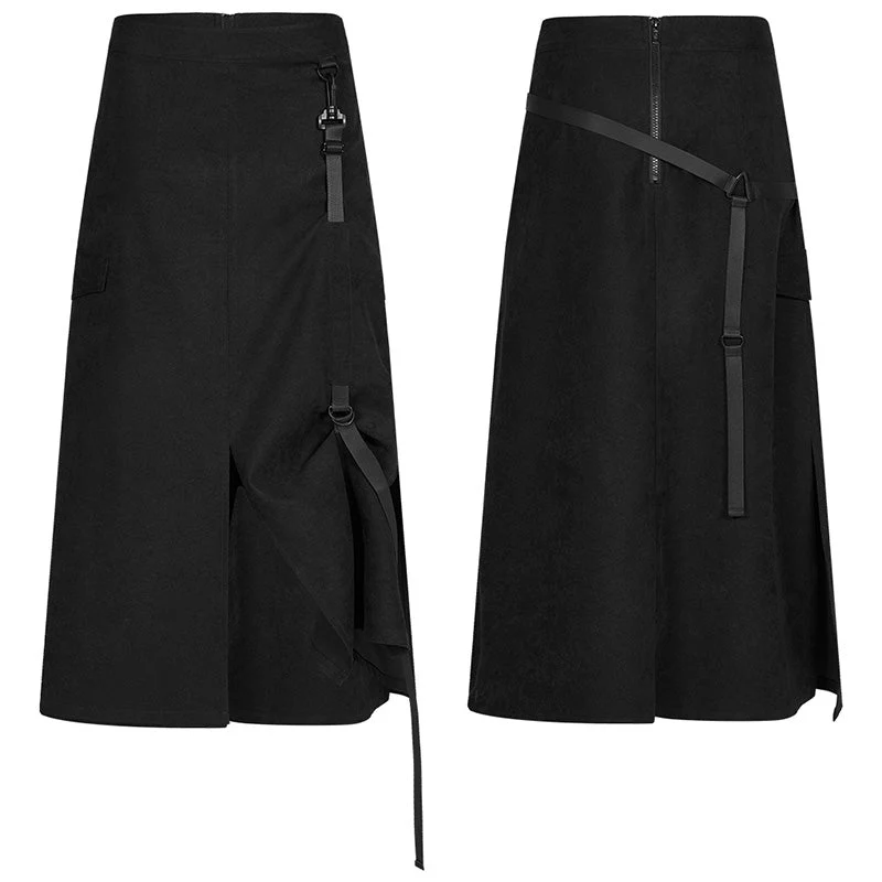 OPQ-883BQF punk front centre open fork two wearing medium skirts - Image 4