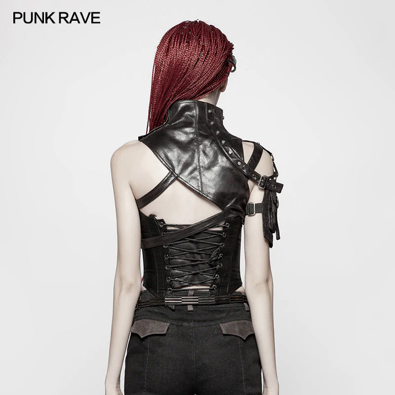WS-289 Punk High Neck Pu Warrior Shoulder Accessory - Image 3