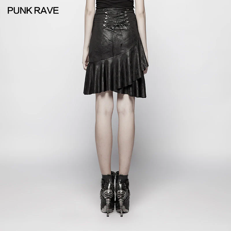 WQ-379 Punk High Waist Stretch Half Skirt - Image 3