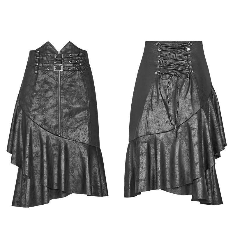 WQ-379 Punk High Waist Stretch Half Skirt - Image 4