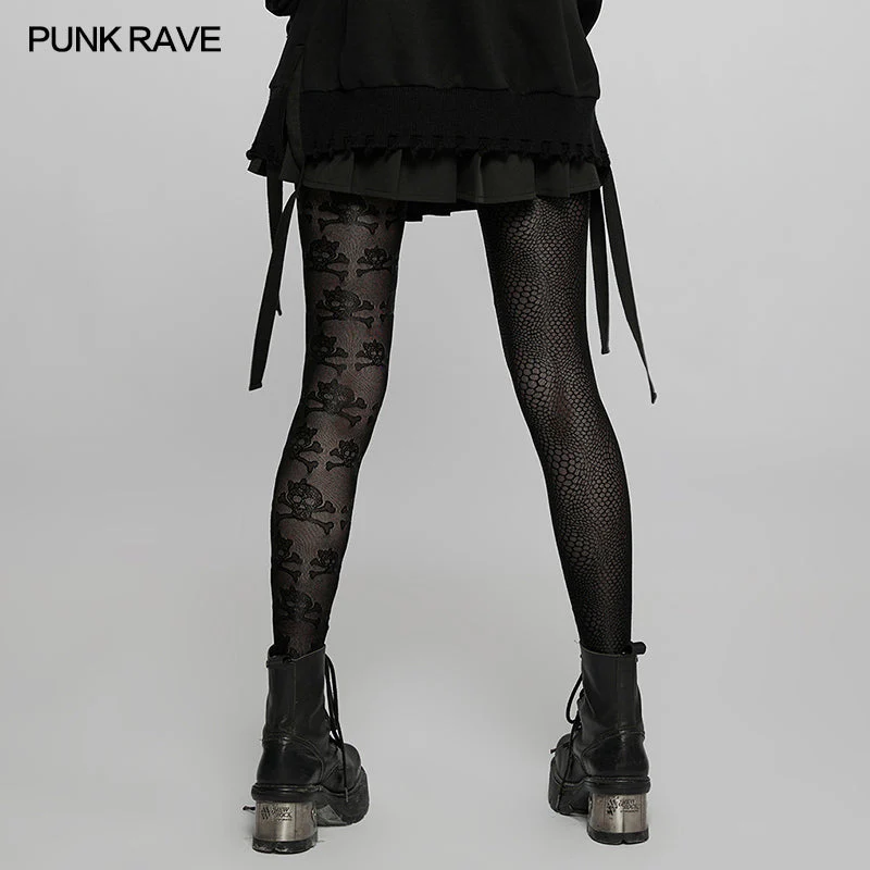 WK-521DDF Punk leopard and skull pattern Leggings - Image 3