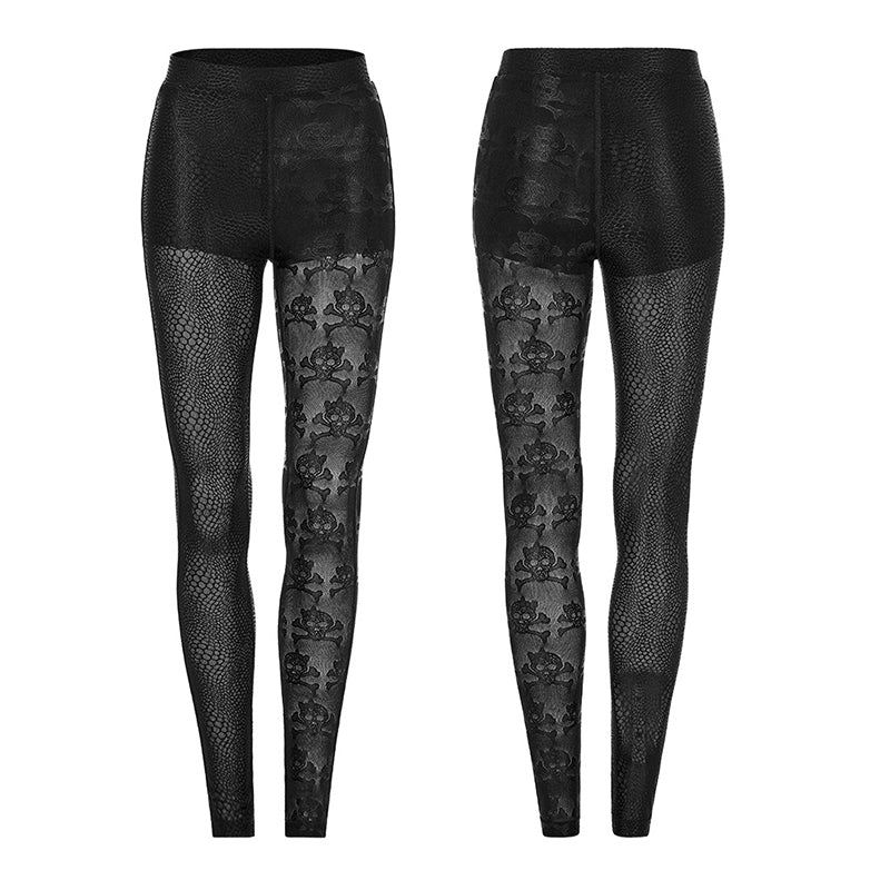 WK-521DDF Punk leopard and skull pattern Leggings - Image 4