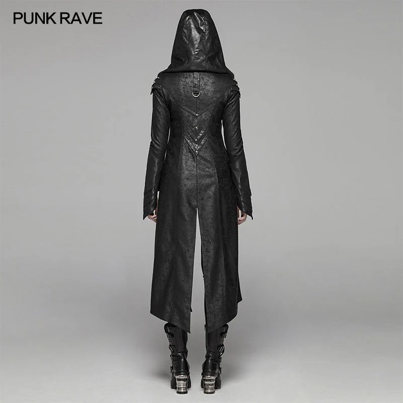WY-1039 Punk Long Sleeve Hooded Long Jacket - Image 3