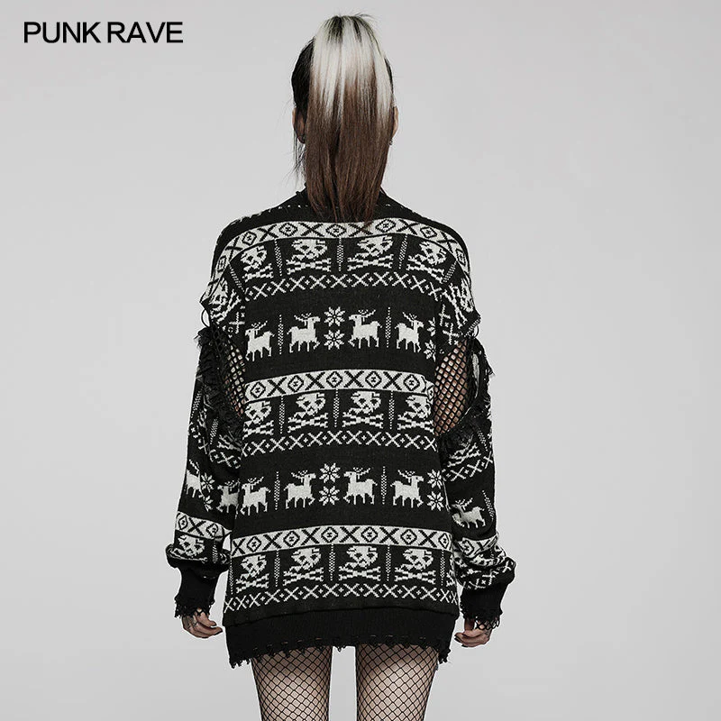 WM-069TMF Punk loose pullover sweater - Image 3