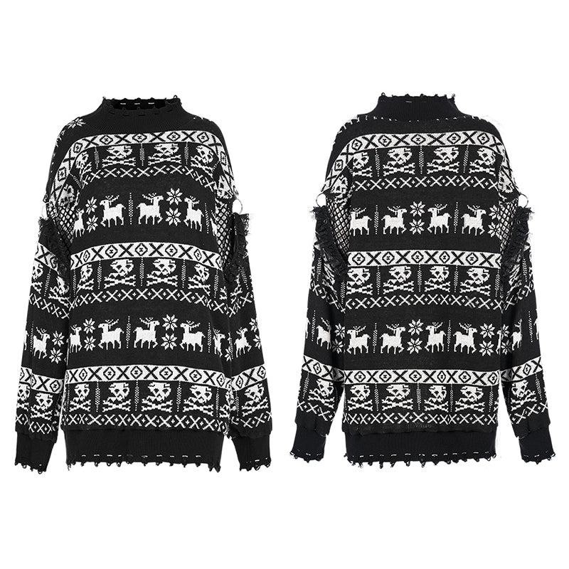 WM-069TMF Punk loose pullover sweater - Image 4
