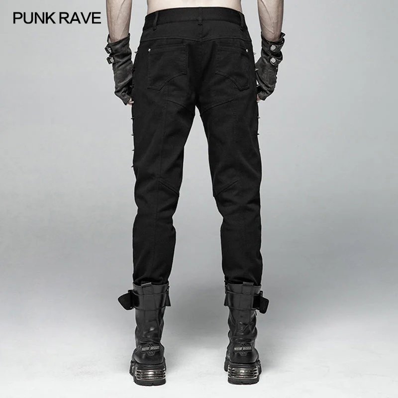 WK-357 Punk Men Heavy Metal Trousers With Metal Tip Rivet - Image 3