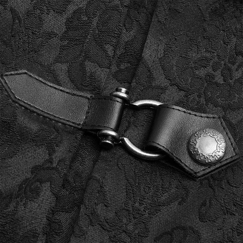 WY-1105 Punk Men Stand Collar Jacquard Fabric Long Sleeve Shirt With Oblique Placket Design - Image 5