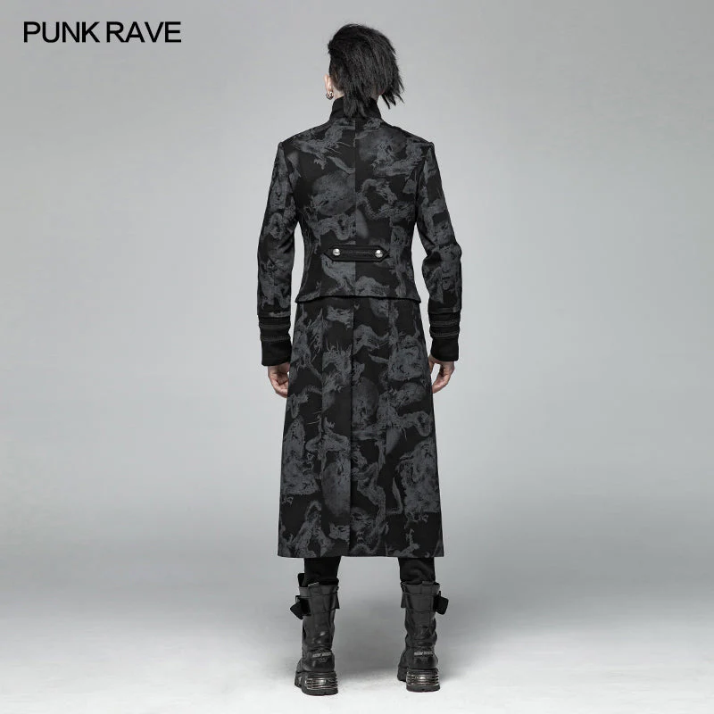 WY-1004 Punk Mens Dragon Totem Detachable Coat - Image 3