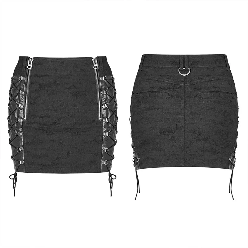 WQ-427 Punk Metal Mini Half Skirt With Two Sides Lace-up Design - Image 4