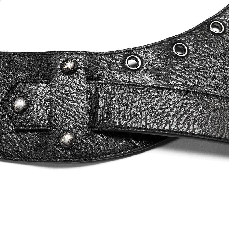 WS-282 Punk Non-stretchy PU Leather Vest Accessories - Image 6